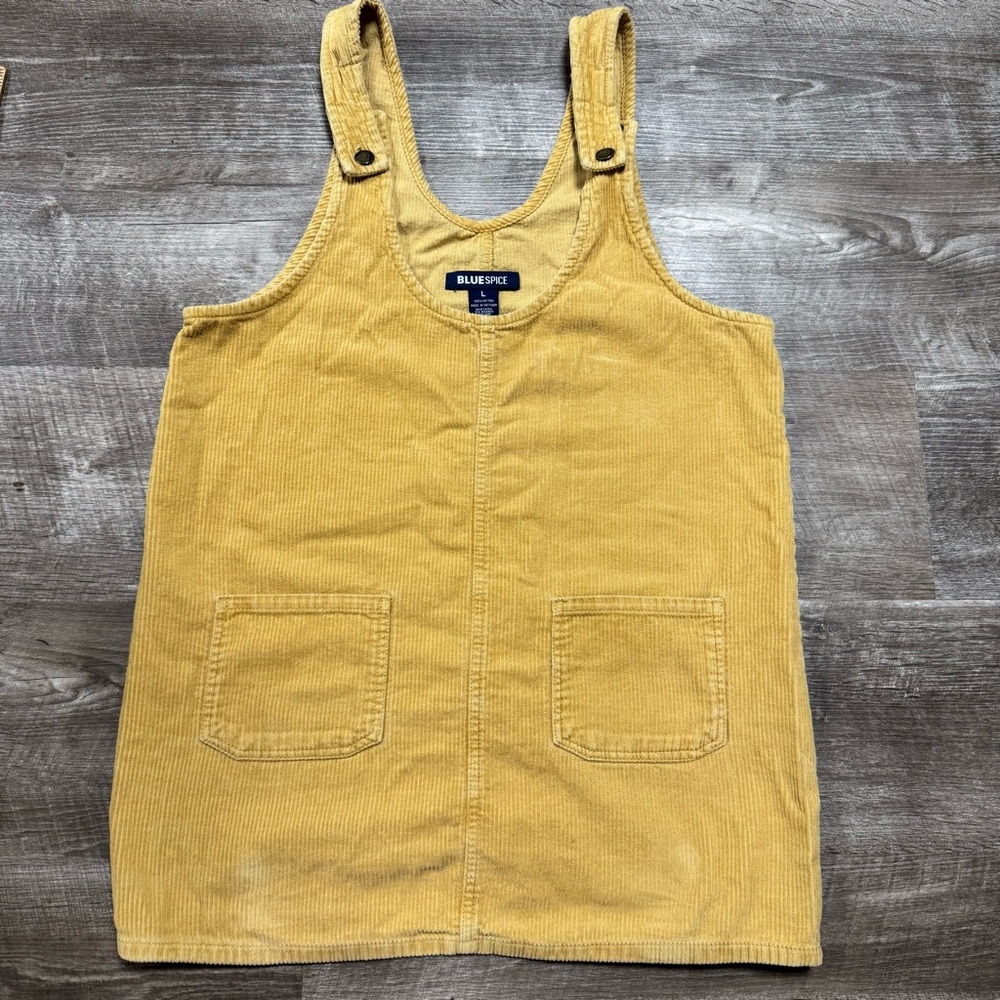 Blue Spice Mustard Yellow Corduroy Pinafore Dress